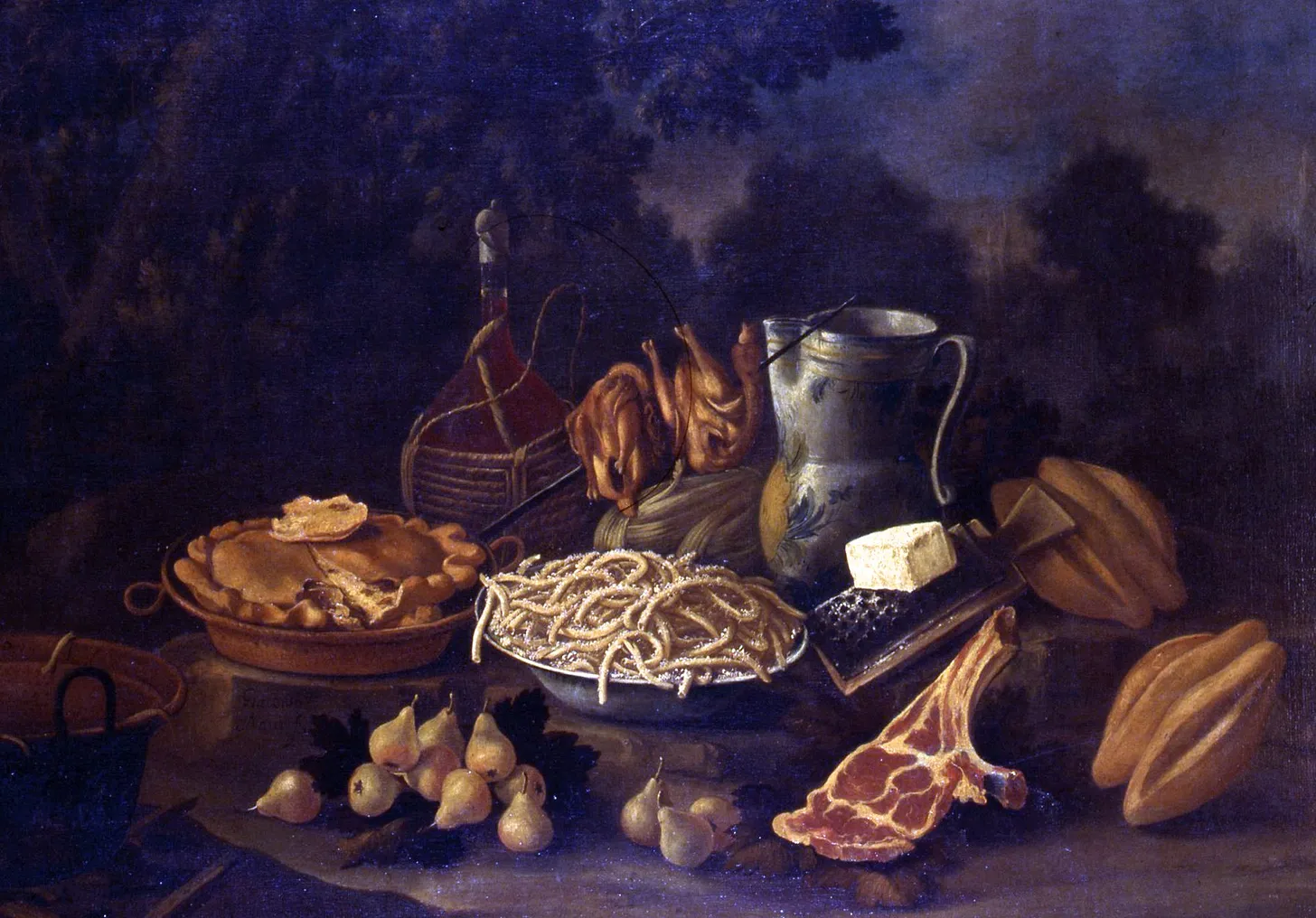 Джакомо Нани. Макарон өнімі бар натюрморт (итал. macaroni). 1668-1670/ Неаполь патша сарайы