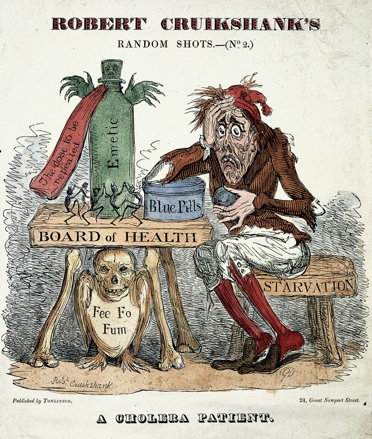A cholera patient', caricature of a cholera patient experimenting with remedies/Wikimedia commons