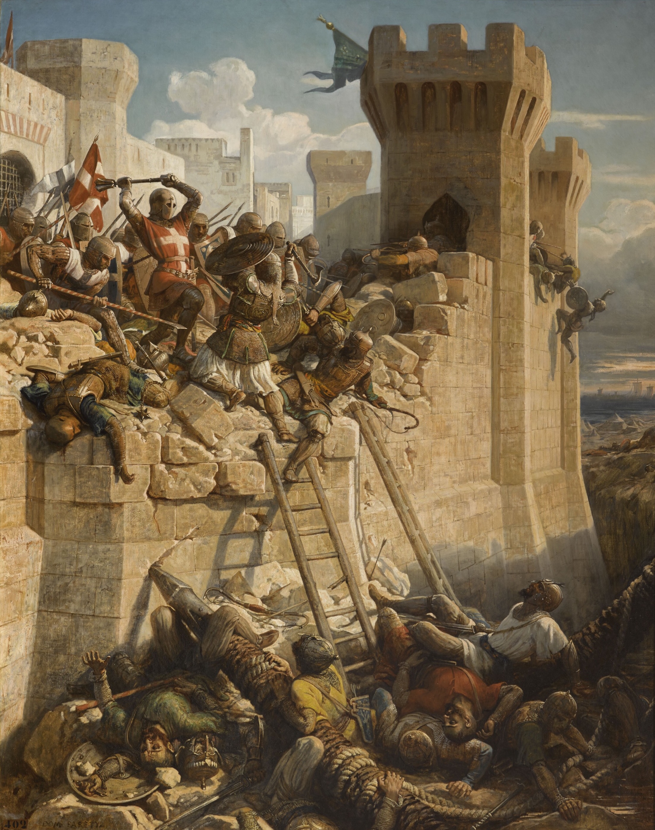 The Hospitaller Maréchal. Matthew of Clermont, defending the walls at the siege of Acre, 1291, by Dominique Papety/Wikimedia Commons
