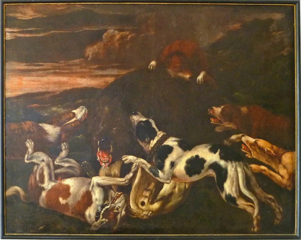 Painting of a wild boar hunt. 17th century/Picryl