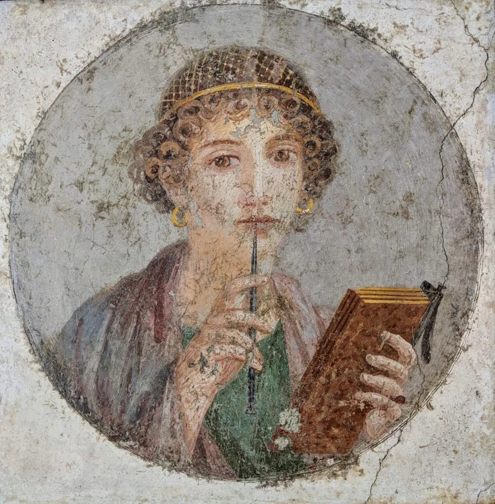 Fresco of a Woman (Sappho?) Holding Stylus and Tablet. Naples Museum, Italy/Wikimedia Commons