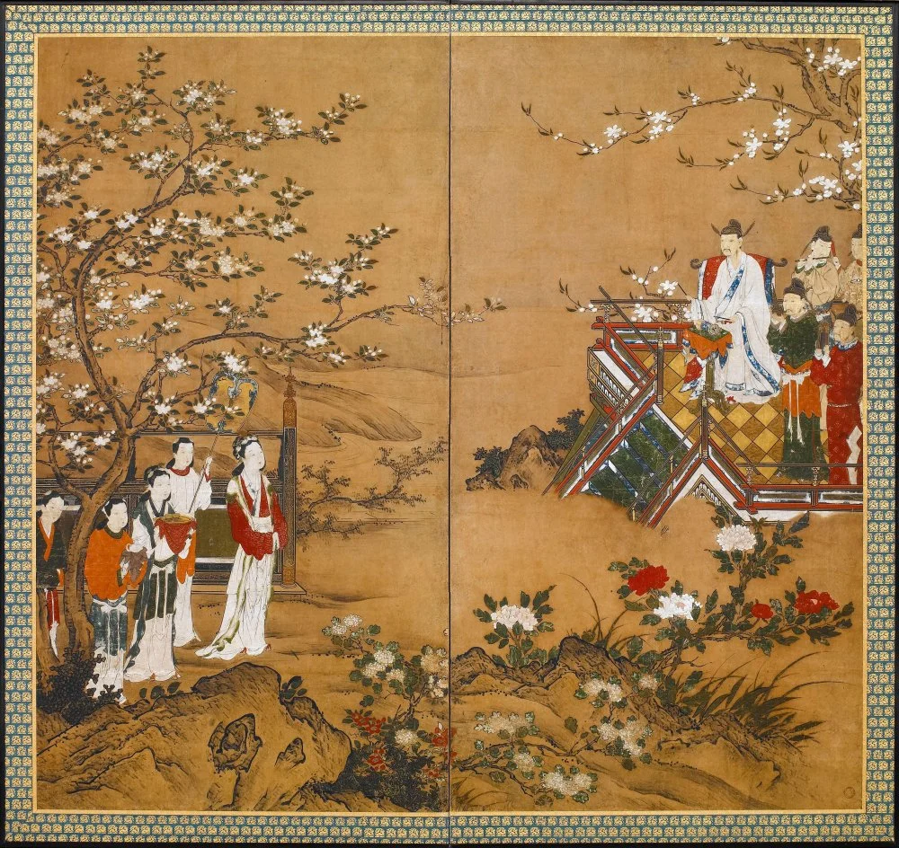 Император и Ян-гуйфэй на террасе в сопровождении свиты. Начало 17 века/Alamy