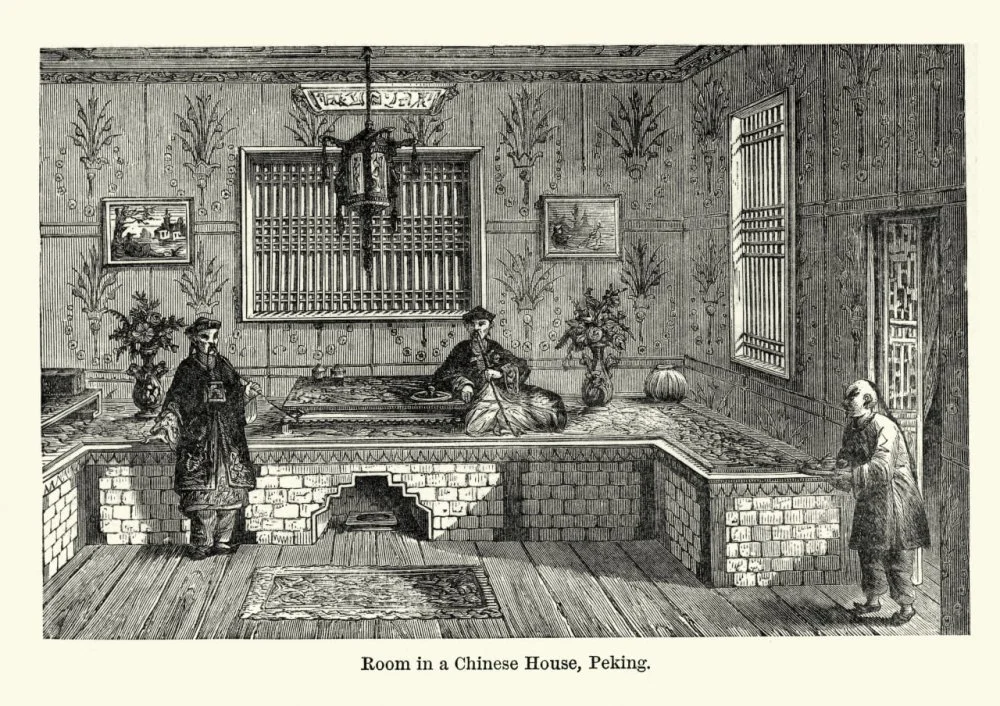 Спальня в китайском доме, Пекин, Китай, иллюстрации 19 век /Getty Images
