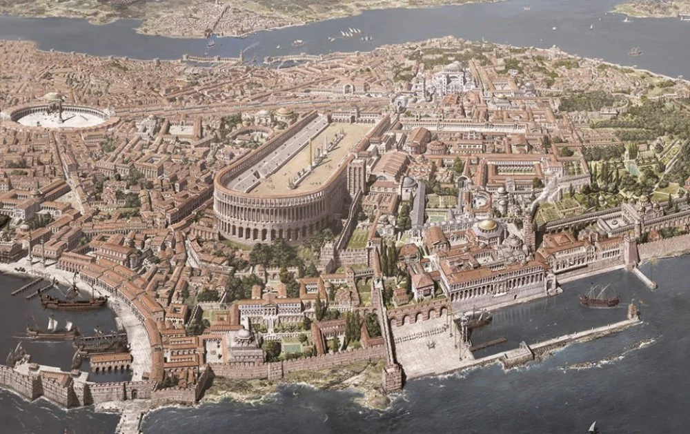 Вид на Ипподром и Большой дворец в Константинополе. Реконструкция / Antoine Helbert