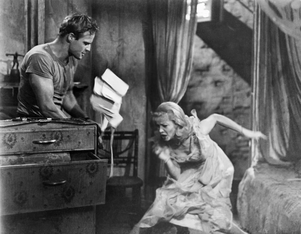 Marlon Brando as Stanley Kowalski and Vivien Leigh as Blanche Du Bois in a scene from the 1951 film A Streetcar Named Desire directed by Eliza Kuzan/Bettmann/Getty Images