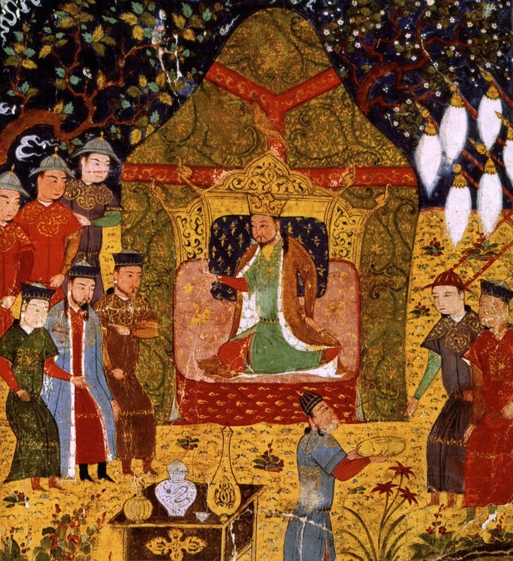 Рашид ад-диннің «Жамиғ ат-тауарих» шығармасынан миниатюра. Бүкіл моңғол құрылтайында Темучиннің ұлы хан жарияланып, Шыңғыс хан атануы. 14-ғасыр / Wikimedia Commons / Wikimedia commons