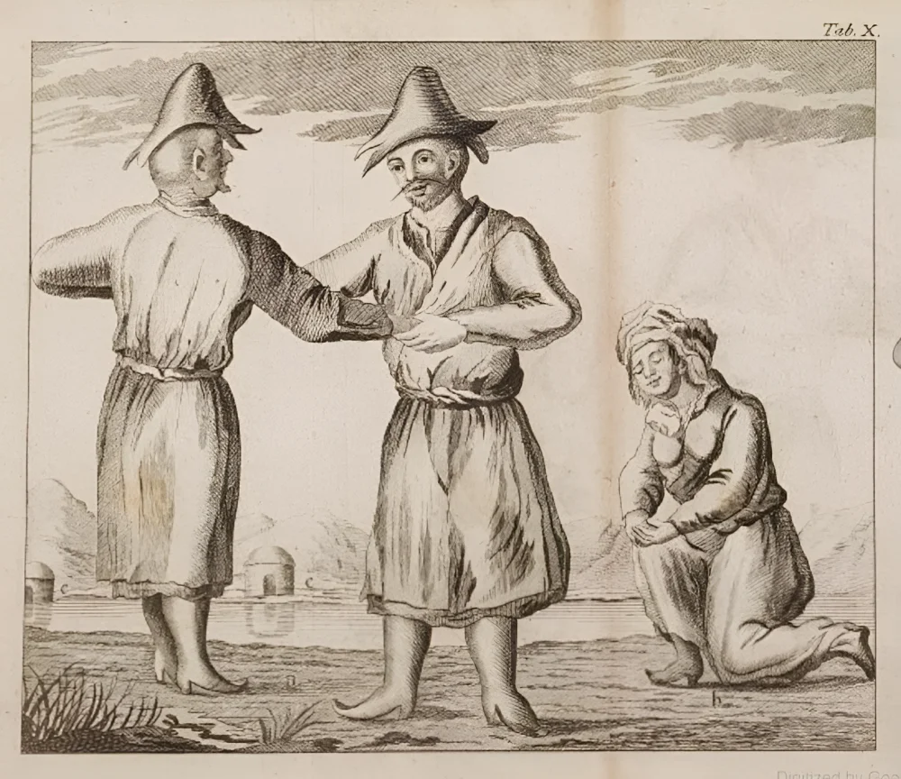 John Castle. Kazakhs greeting. «Diary of a Journey in 1736 from Orenburg to Abulkhair, Khan of the Kirghiz-Kaisak Horde» 
