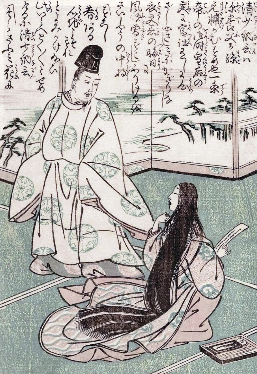 Unknown author. An engraving shows Murasaki Shikibu's rival Sei Shonagon. 1760s/Superstock