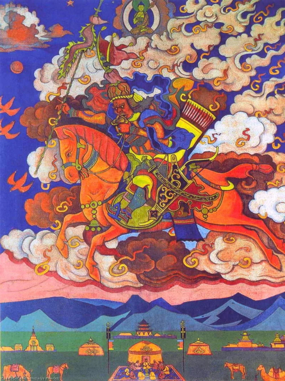 Nicholas Roerich. Great rider. Rigden Jyepo - Messenger of Shambhala. 1927/Wikoo.org 