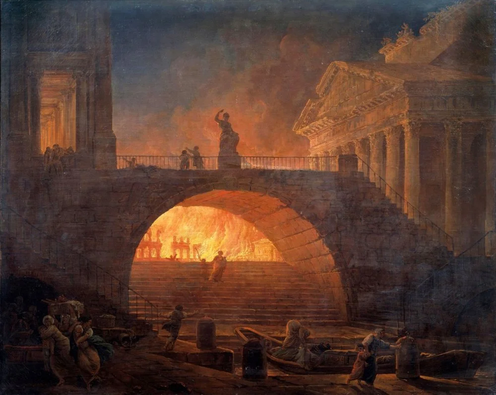 Робер Юбер.  Римдегі өрт.  1785 жыл