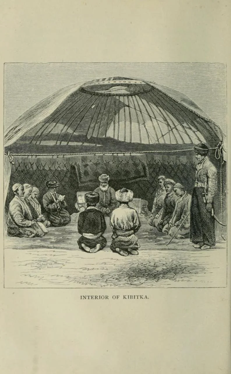 Казахская юрта. Иллюстрация из книги Януария Мак-гахана Campaigning on the Oxus and the Fall of Khiva. 1874 / Internet Archive