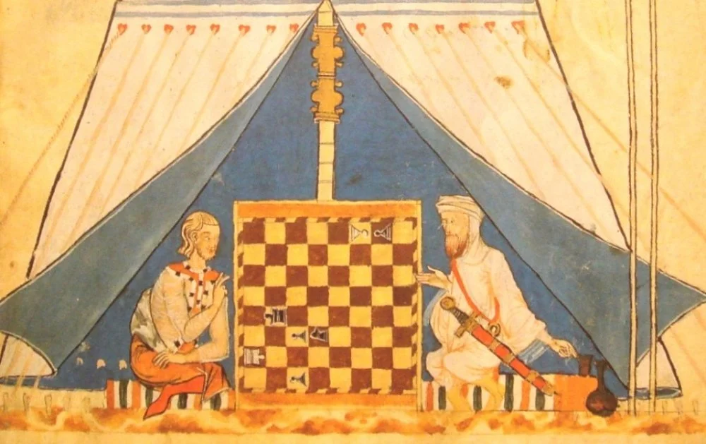 Шахмат ойнап отырған христиан мен мавр. 13 ғасырға тиесілі Испан миниатюрасы / Wikimedia Commons