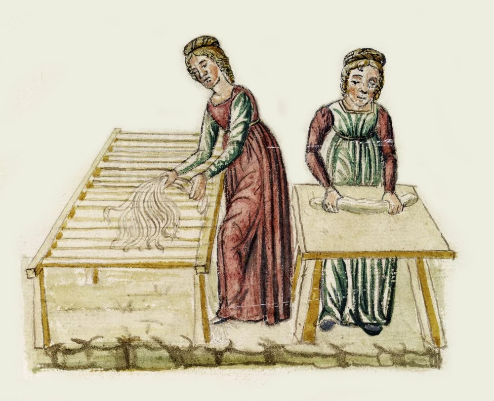 Making pasta. Miniature of the 15th century/Wikimedia commons