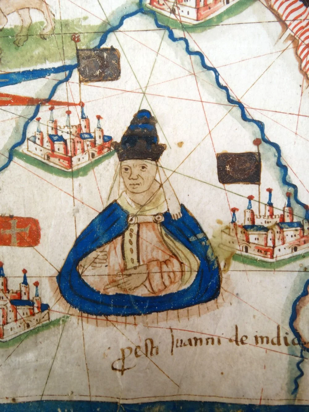 Пресвитер Иоанн Индийский на карте Якопо Руссо, 16 век/Alamy