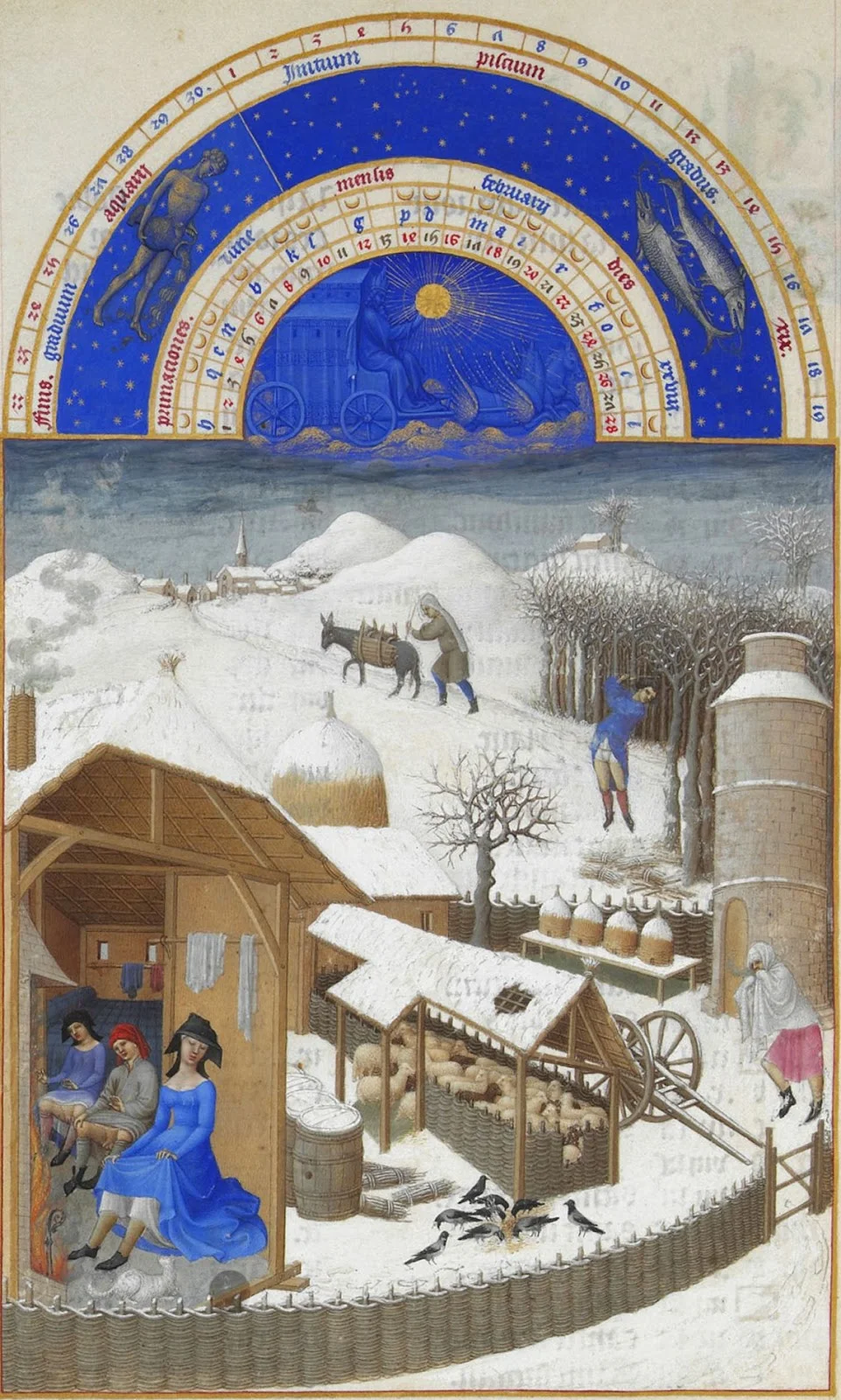 "February" from the calendar of the Très Riches Heures du Duc de Berry, 1412–1416/Wikimedia commons