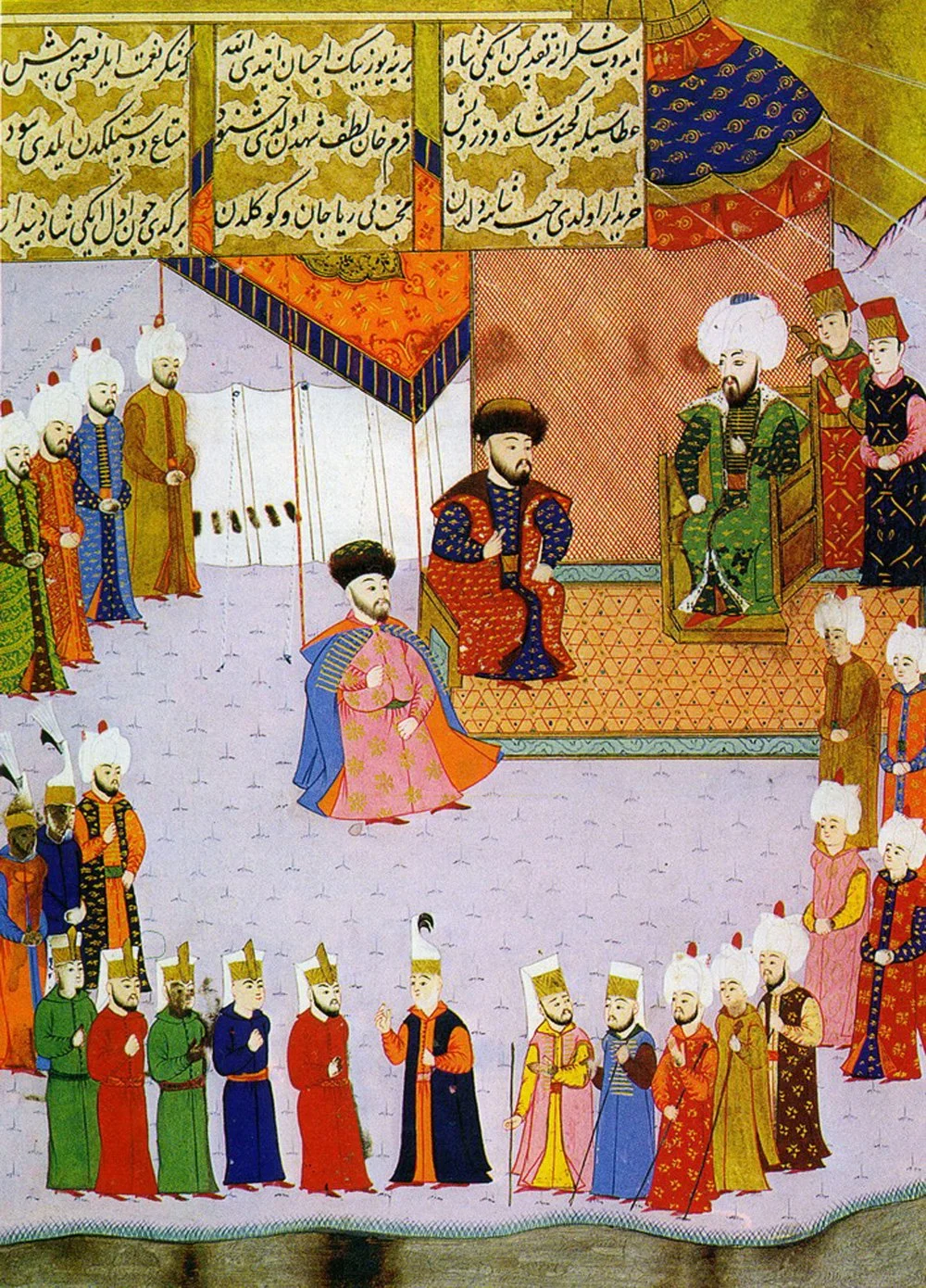 Крымский Хан Менгли-Гирей  (слева) На приеме у османского Султана Баязида ІІ (справа). Миниатюра. 16 век/Legion-Media