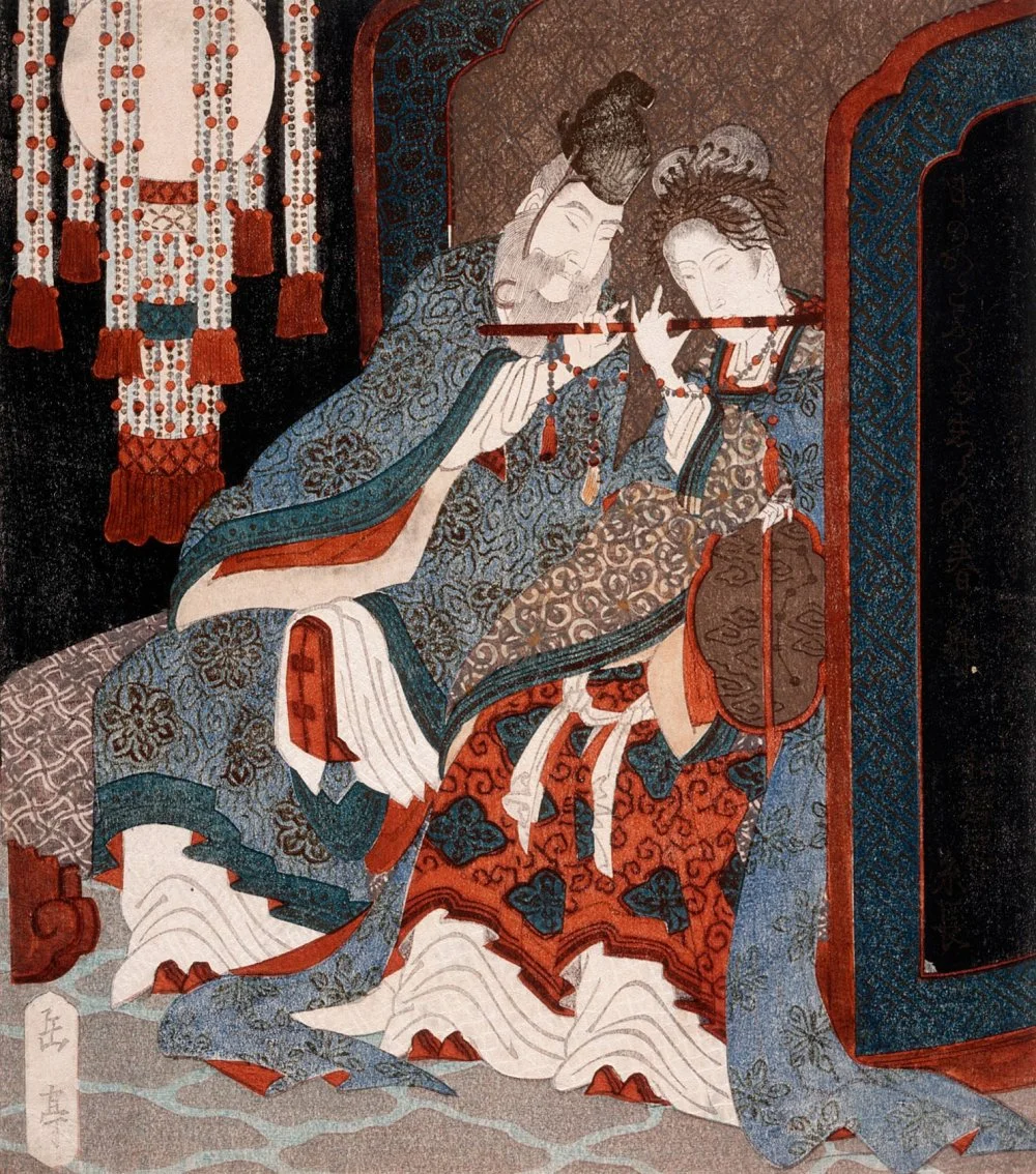 Ясима Гакутэй. Император Сюань-цзун и Ян-гуйфэй, играющая на флейте. 19 век/Alamy