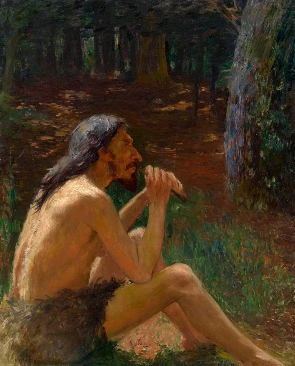 Caveman Playing the Flute. Artist: Kuznetsov, Konstantin Pavlovich (1863-1936)/Getty Images