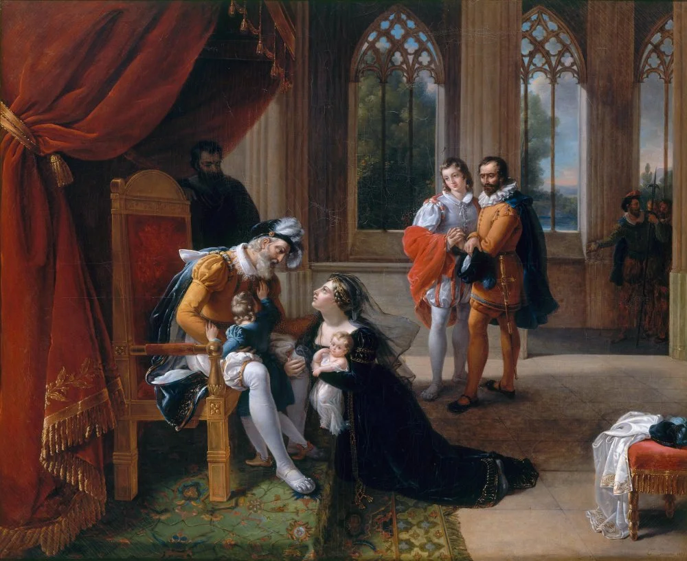 Эжени Сервьер. Инес де Кастро c детьми на коленях перед королём Афонсу. 1822/Wikimedia commons