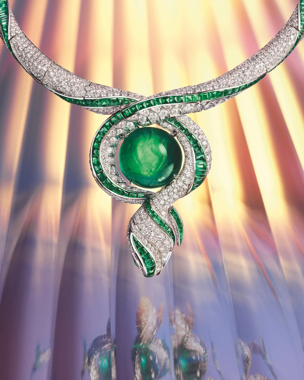 Terra Mater Serpenti necklace with the large emerald. Bvlgari