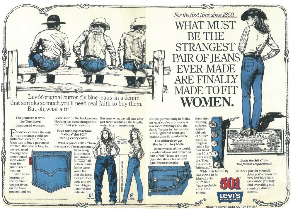 1982 жылғы Levi ' s 501 джинсыдің жарнамасы - Әйелдер үшін арнайы тігілген джинсы/Alamy