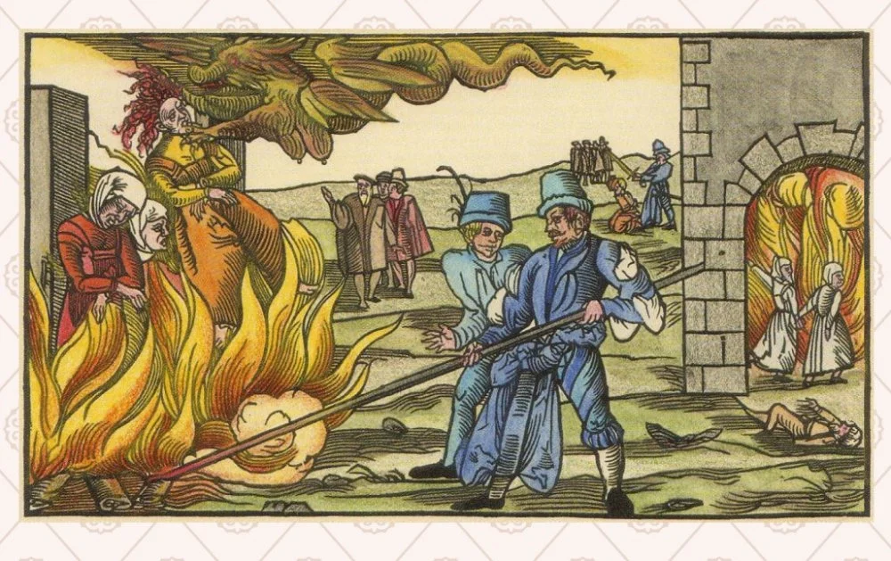 Burning of a witch in Derenburg (Germany). Miniature of the 16th century / Wikimedia Commons