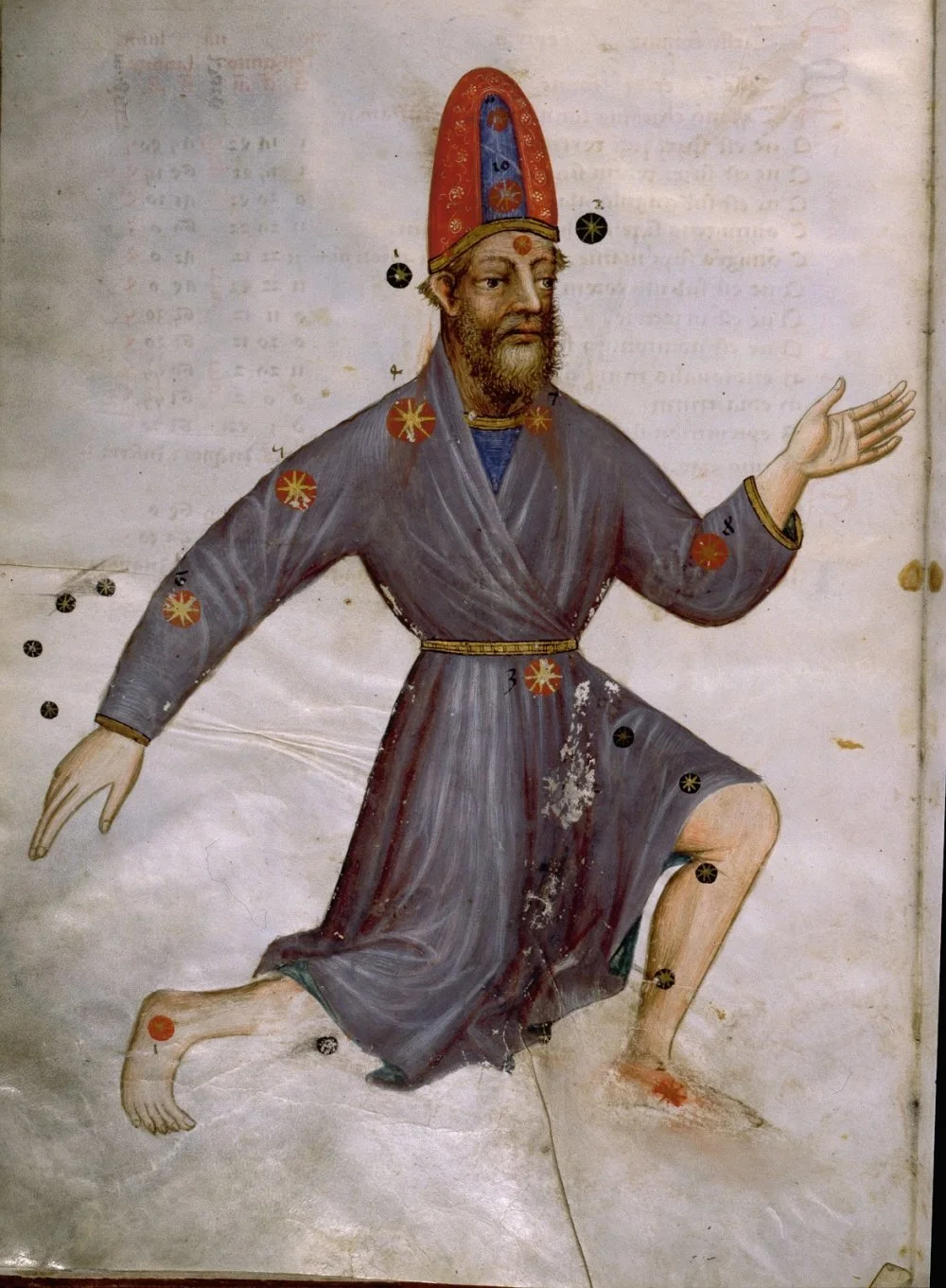 Illustration from a copy of Al Sufis The Book of Fixed Stars, This copy was made in Prague in the 15th century, and is known as Catalogus Stellarum Fixarum, Codex DA 11.13. Detail of Hercules. Persia ,Islamic. 15th century, AD/Photo by Werner Forman/Universal Images Group/Getty Images