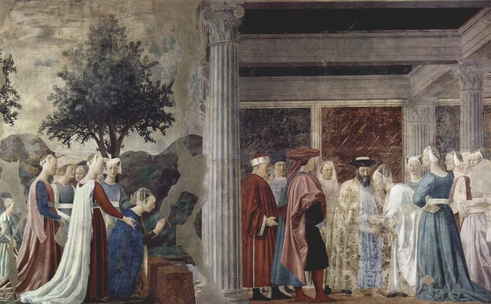 Piero della Francesca. Meeting between the Queen of Sheba and King Solomon. 1452-1466 /  Wikimedia commons