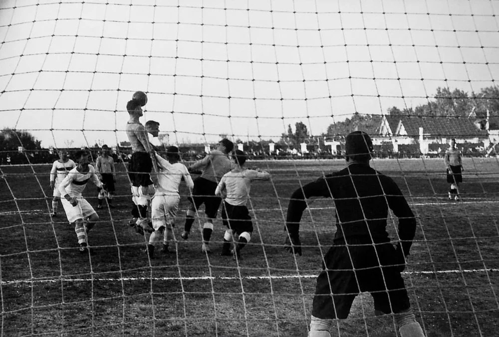 A football match at the Dynamo Stadium for the USSR Cup between Dynamo (Alma-Ata) and Osnova (Ivanovo). 4 October 1940 / Central State Archive of Film, Photo Documents and Sound Recordings of the Republic of Kazakhstan