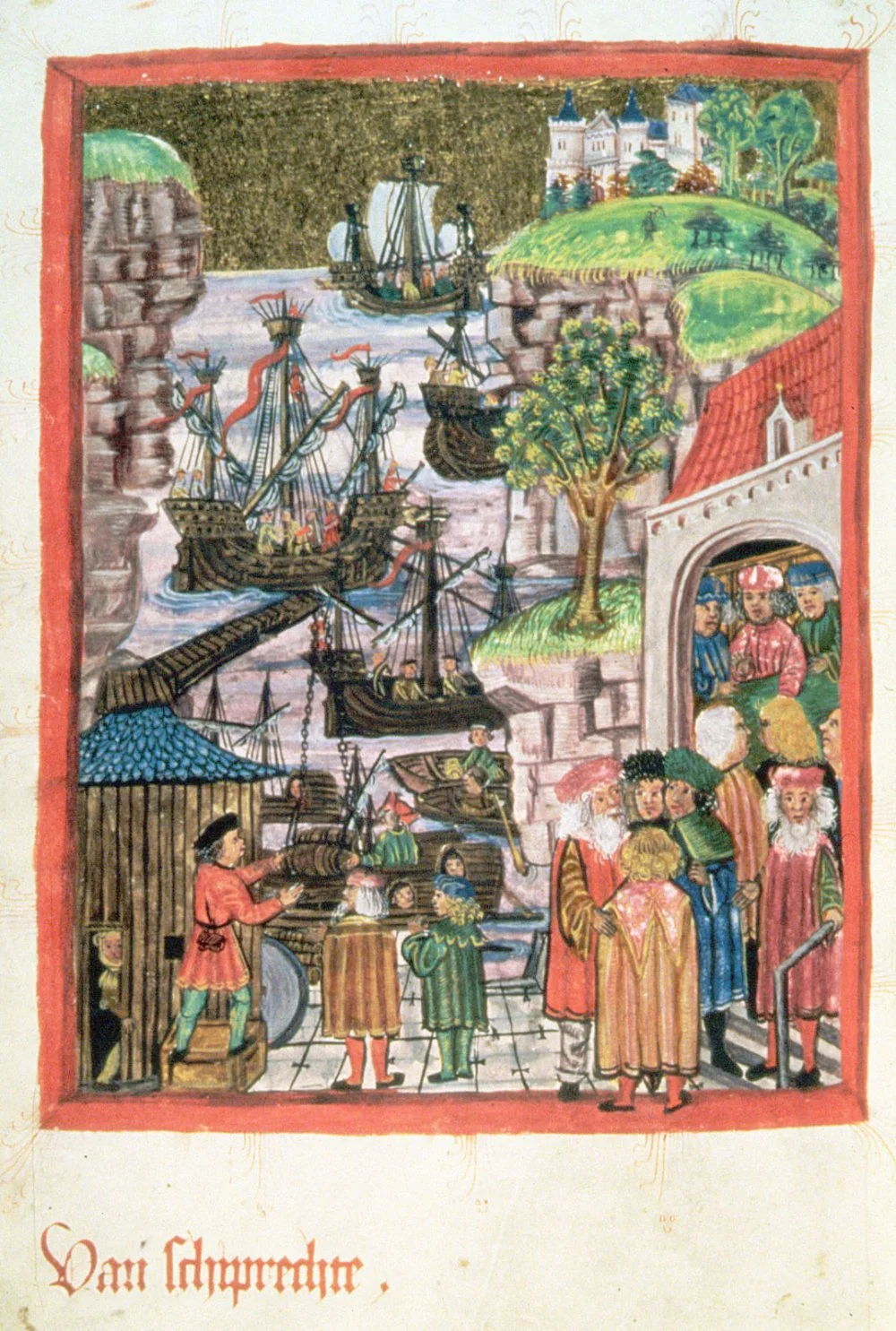 Hamburg Ship Law. Cover picture from the section on sea law 'Van schiprechte' ('Of shipping laws' in Middle Low German) of the Hamburg town law from 1497/Wikimedia Commons