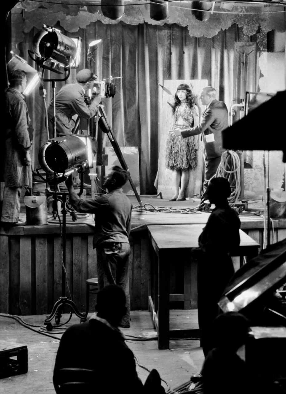 Chinese-American film actress, Anna May Wong (1905 - 1961) as a knife-thrower's assistant on set at UFA Studios, Berlin, 1928/Getty Images