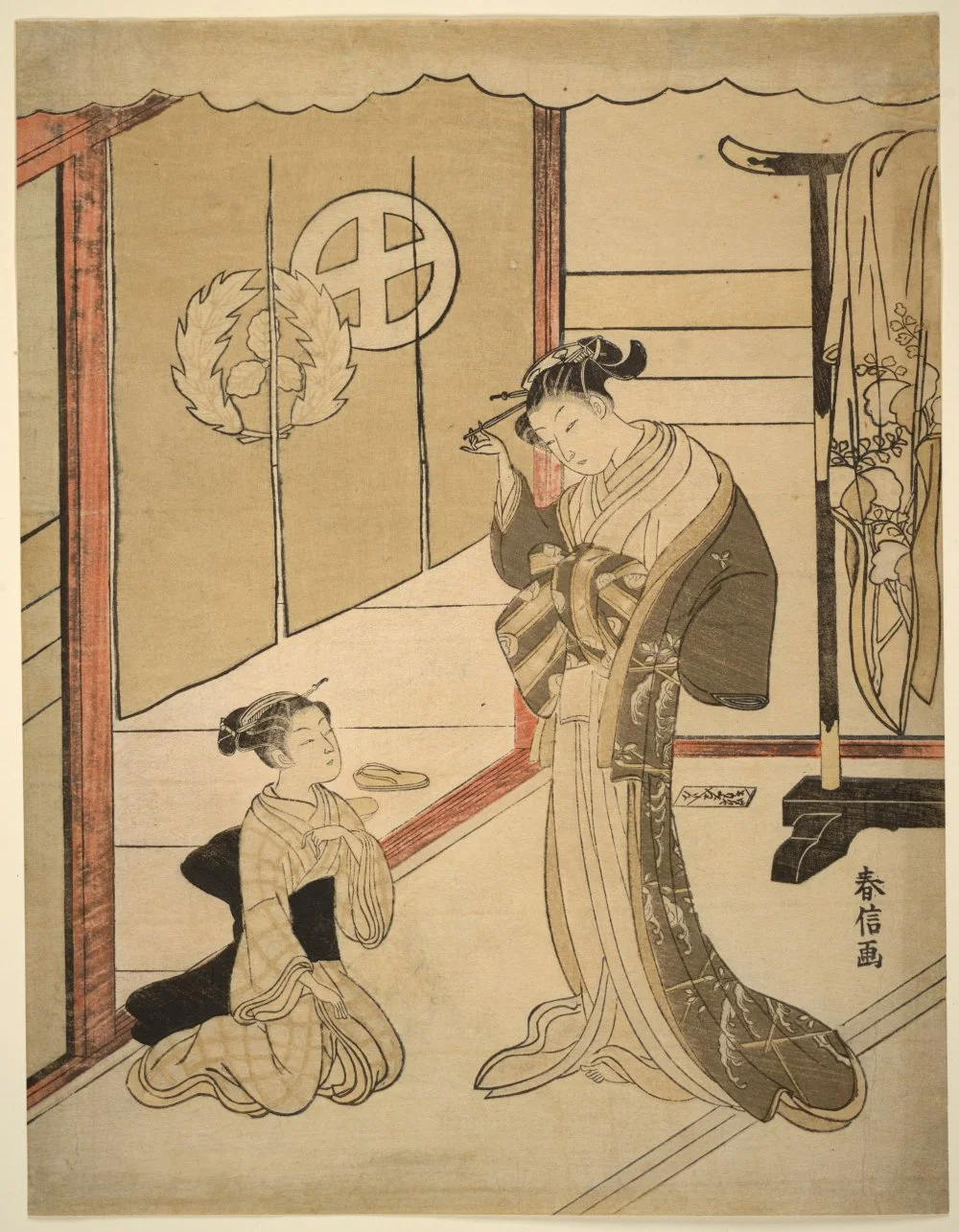 Сузуки Харонобу. Куртизанка и камуро (ученица).  1765-70 /Kislak Collection