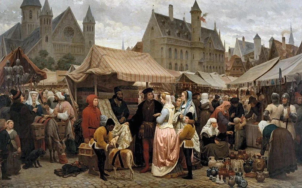 Felix de Vigne. Fair in Ghent in the middle ages. 1862/Alamy