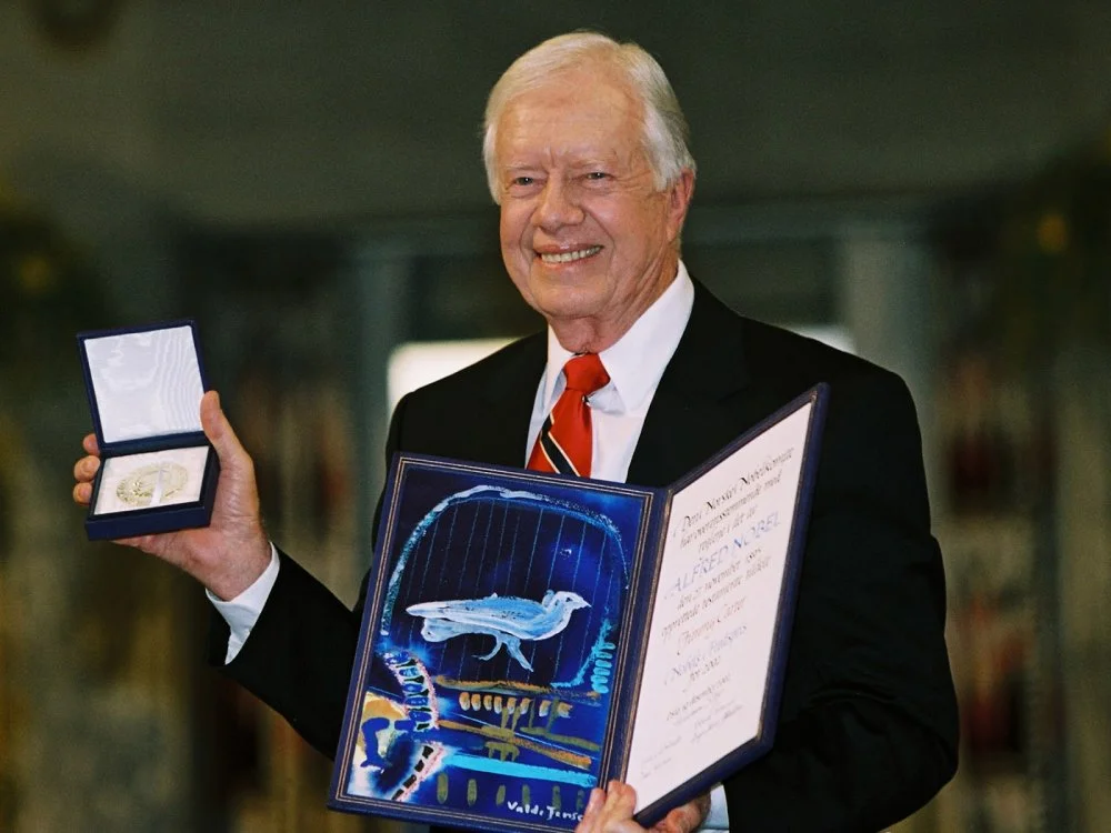 Jimmy Carter Accepts Nobel Peace Prize December 10, 2002 in Oslo, Norway/Arne Knudsen/Getty Images 