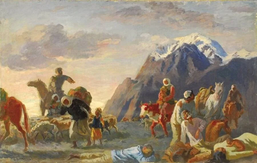 Семен Чуйков. Бегство повстанцев в Китай, 1936. Кыргызский национальный музей изобразительных искусств имени Гапар Айтиева