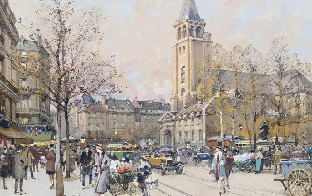 Eugène Galien-Laloue. The Church of Saint-Germain-des-Prés in Paris. 1941 /Wikimedia Commons