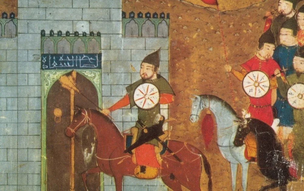 Чингисхан и его армия вступают в крепость. Средневековая миниатюра / Alamy
