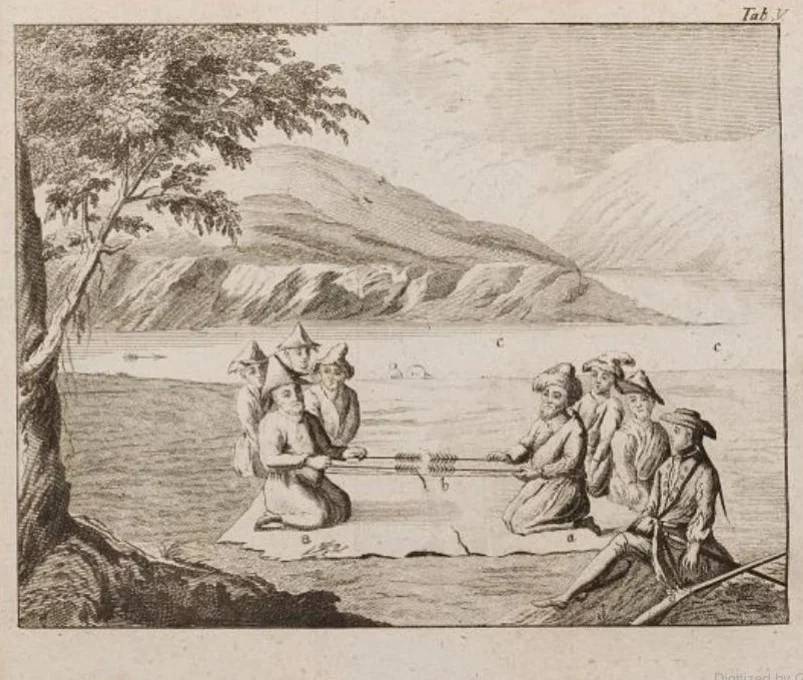 John Castle. Fortune-telling to determine whether the travelers’ chosen route was correct. Illustration from the book «Diary of a Journey in 1736 from Orenburg to Abulkhair, Khan of the Kirghiz-Kaisak Horde»