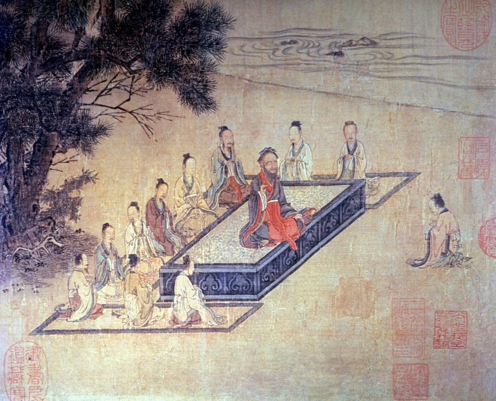 Zengzi (right) kneeling before Confucius (center), from the Illustrations of the Classic of Filial Piety, Song dynasty/Legion-Media