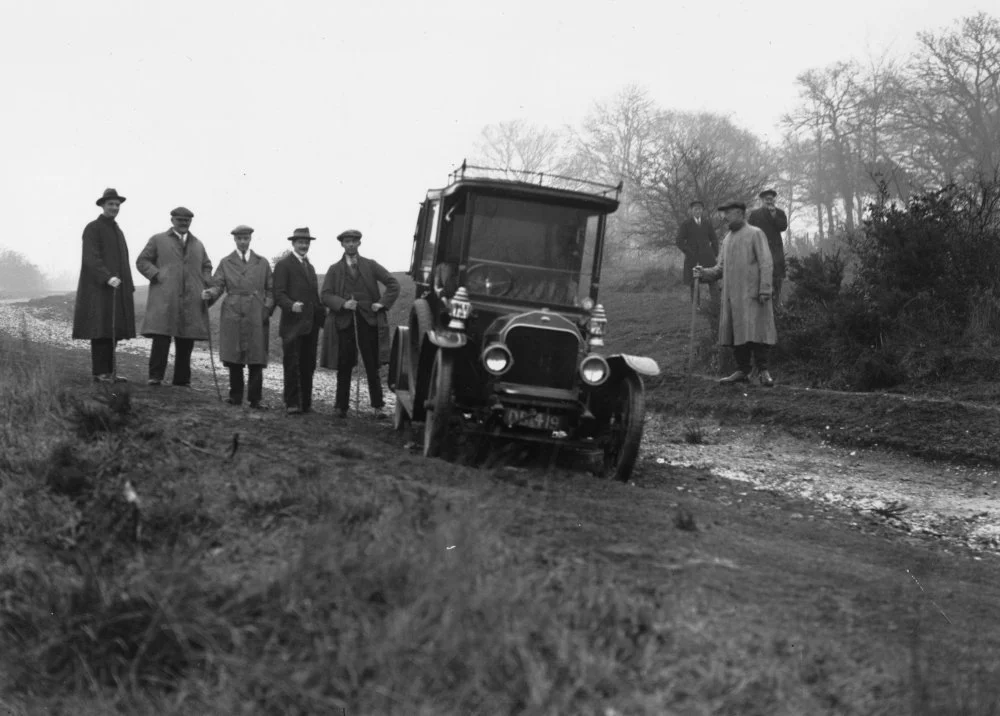 Agatha Christie's abandoned car, found on a hillside after her disappearance/Getty Images
