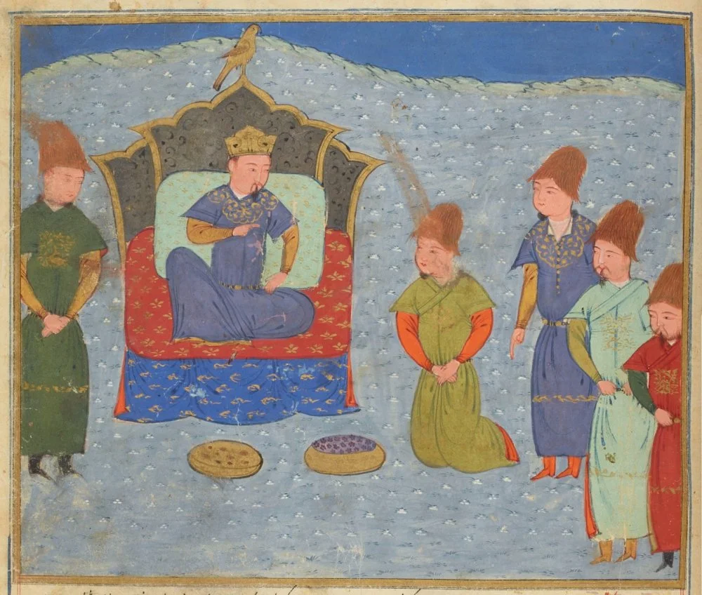 Batu Khan on the throne of the Golden Horde. Miniature by Rashid al-Din, c.1300 / Gallica