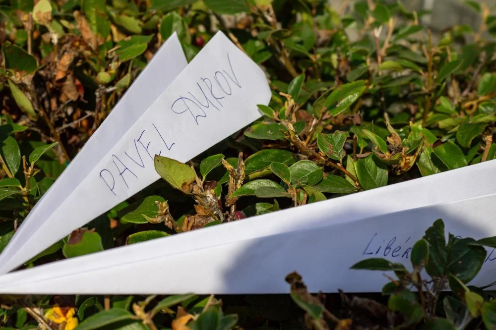 MOSCOW, RUSSIA - 2024/08/26: A paper plane, symbolizing the Telegram app, is placed in front of the French embassy in Moscow, Russia/SOPA Images/LightRocket via Getty Images