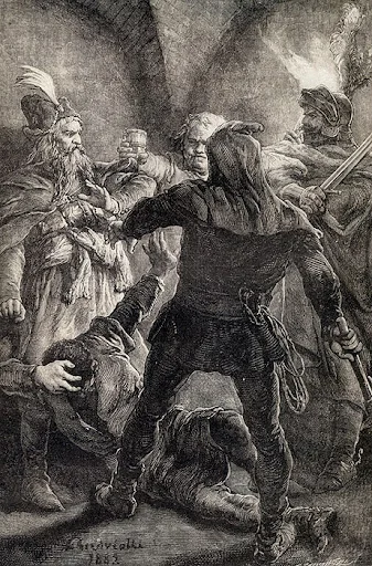  Michał Elwiro Andriolli.“The Murder of Keistut.” Illustrated almanac “Heritage of Belarus: history and art” 1883/Wikimedia Commons 