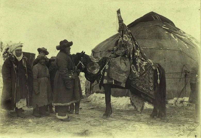 Kazakh Woman in Wedding Clothes on a Horse. Kazakhs 19th Century /Wikimedia Commons