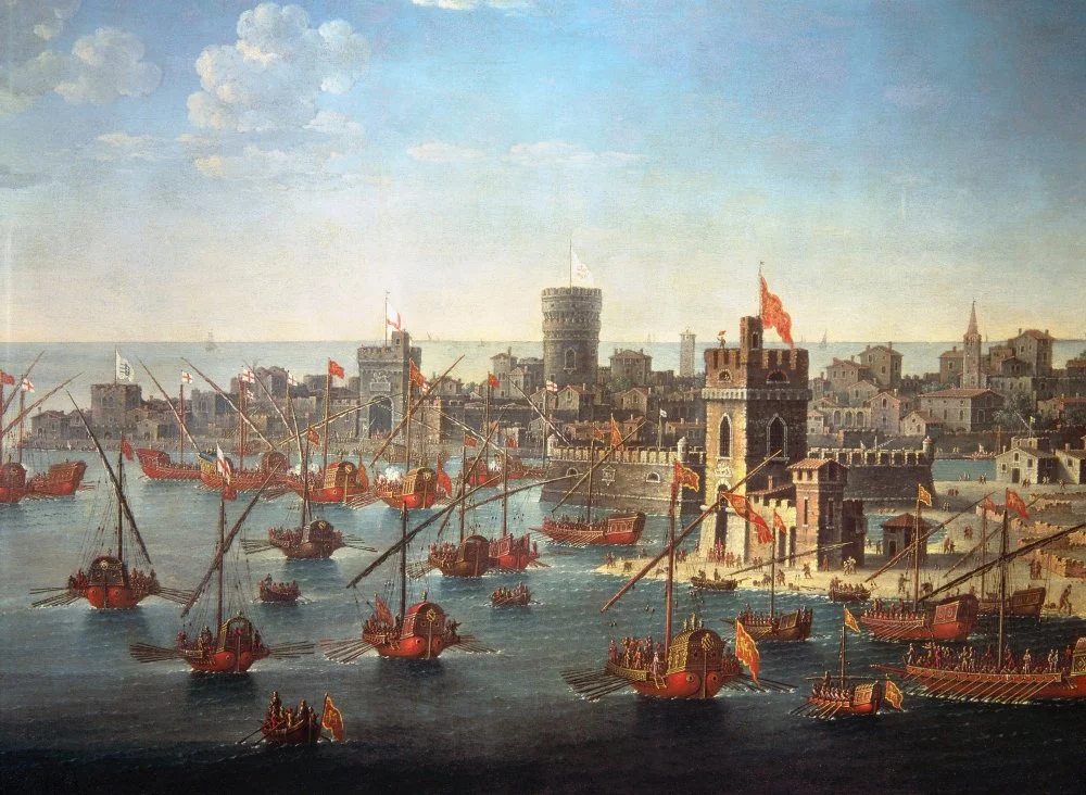 Венеция флоты Кьоджа қаласында, Генуяға қарсы соғыс кезінде. 1379 жыл/Alamy