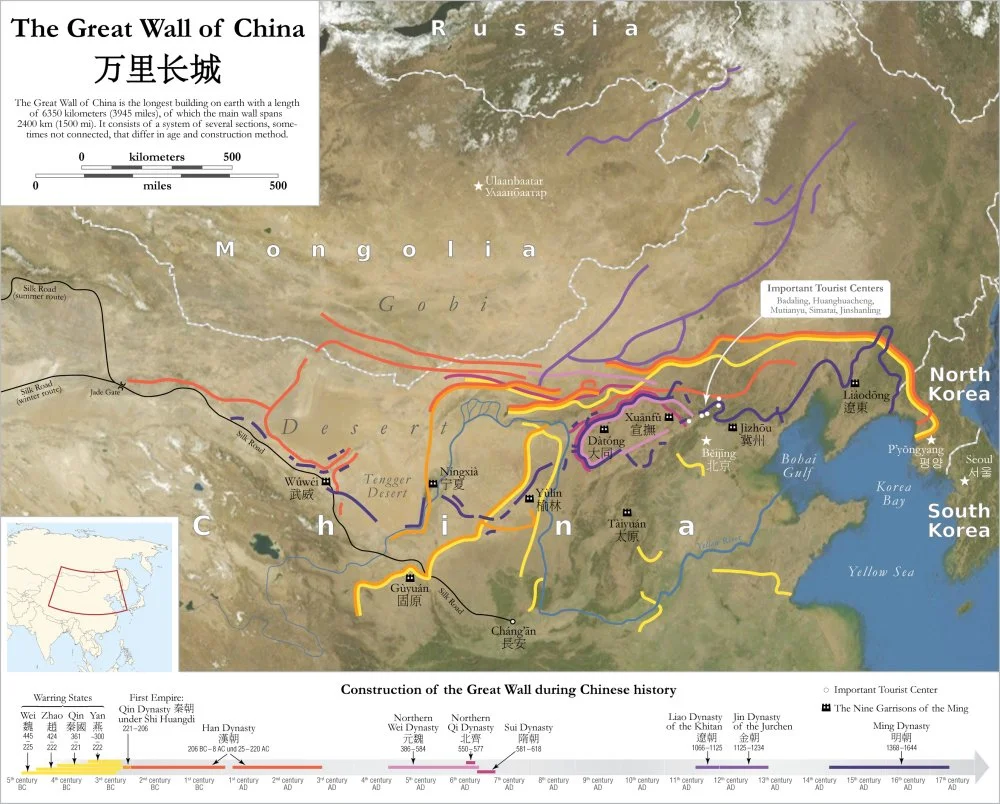 Stages of construction of the Great Wall of China/Wikimedia Commons 