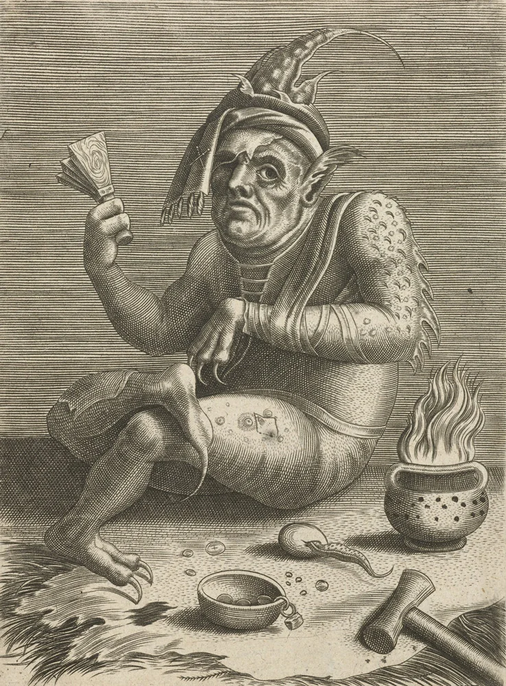 A leper beggar in the form of the devil. An engraving by an unknown follower of Hieronymus Bosch. 1474-1566/Rijksmuseum/Wikimedia commons