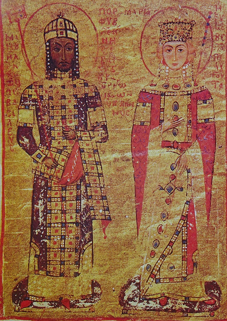 Manuscript miniature of Maria of Antioch with Manuel I Komnenos/Wikimedia commons