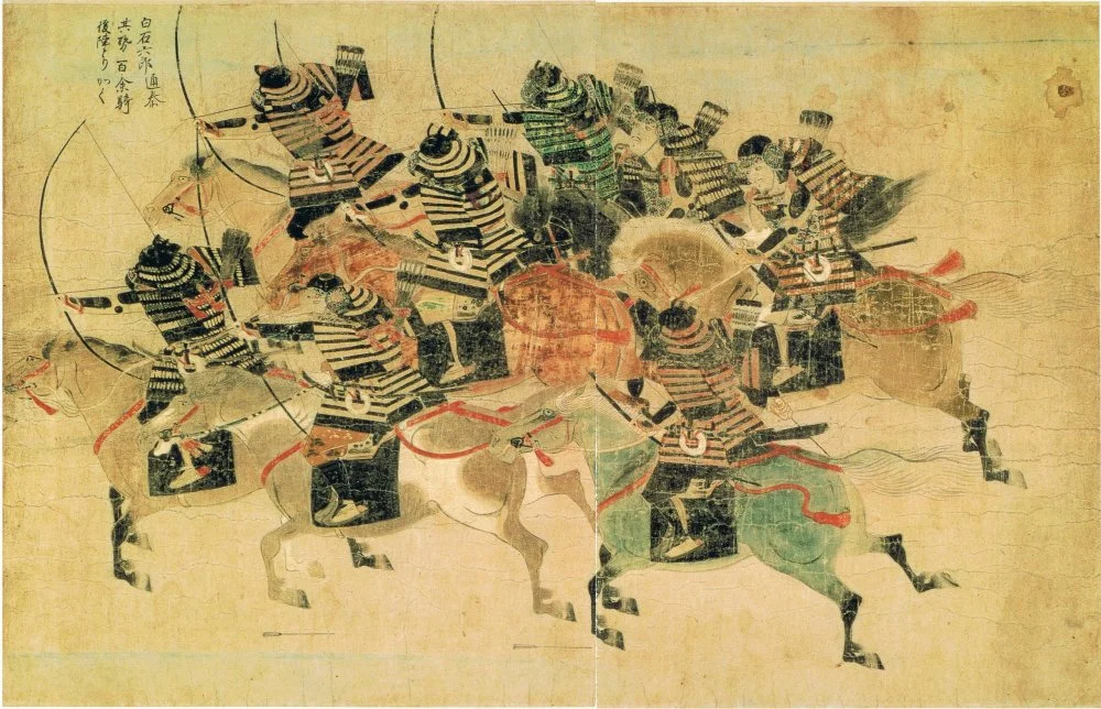 Жапон жауынгерлері моңғол атты әскерін шабуылдауда. Жапондық "Моңғол шапқыншылығы туралы шиыршық қағаз" миниатюрасынан, 1293 жыл/Wikimedia commons