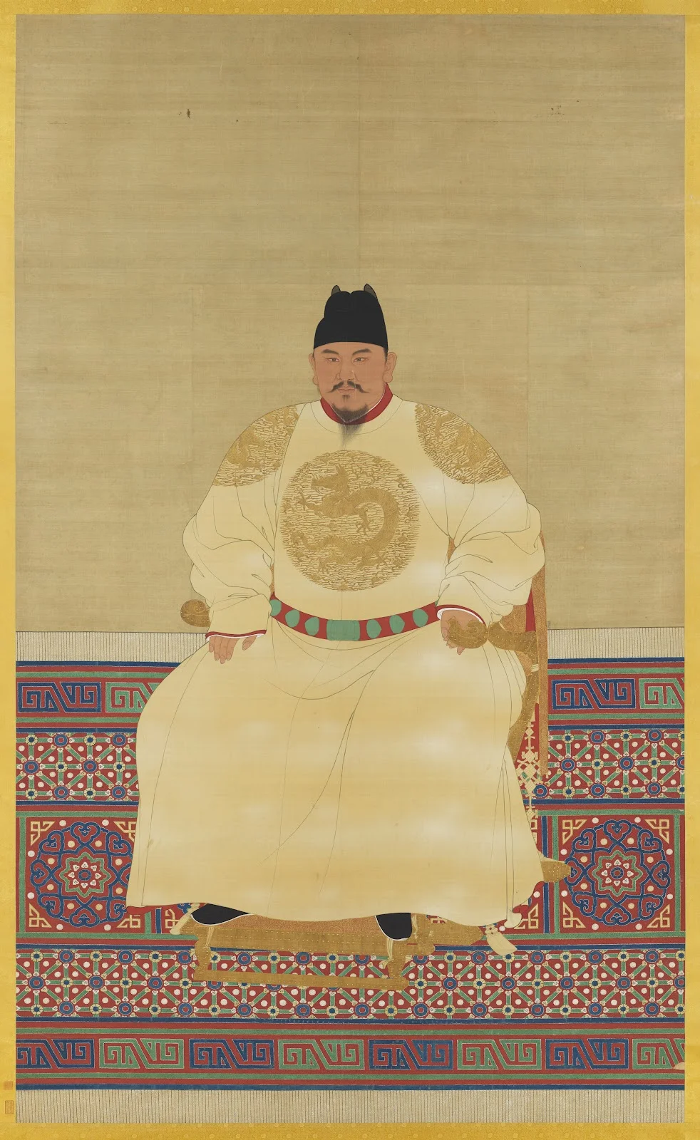 Portrait of the Hongwu Emperor in a silk yellow dragon robe embroidered with the Yellow Dragon/Wikimedia Commons